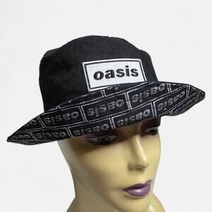 Oasis Reversible Bucket Hat Band Merch Festival Logo Print